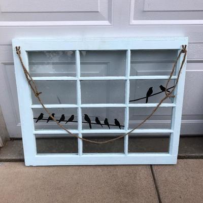 Vintage Window with Black Birds
