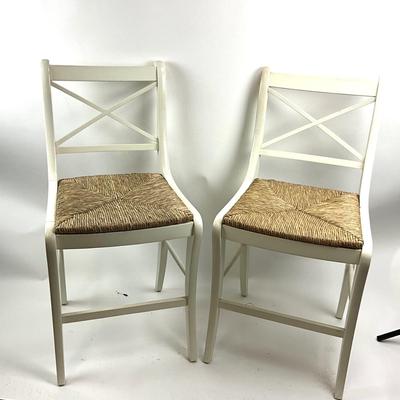 905 Pair of Williams Sonoma Madeline Counter White Stools