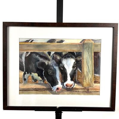912 Original Watercolor of "Dairy Cows" by Virginia Perram