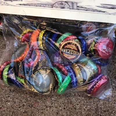 Vintage Glass Pickle Jar and Bottle Caps