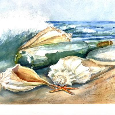 916 Original "Sea Mail" Watercolor by Virginia Perram