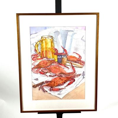 918 Original "Crab Feast" Watercolor by Virginia Perram