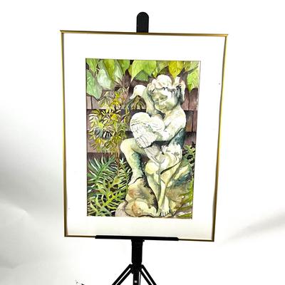 924 Original Garden Statue Watercolor by Virginia Perram