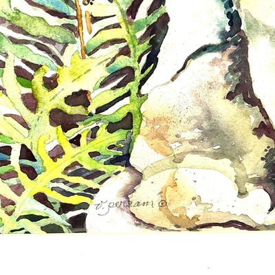 924 Original Garden Statue Watercolor by Virginia Perram