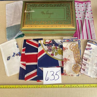 Vintage Tin and Handkerchiefs