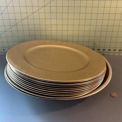 Set of 12 Gold Charger Plates and 1 bowl