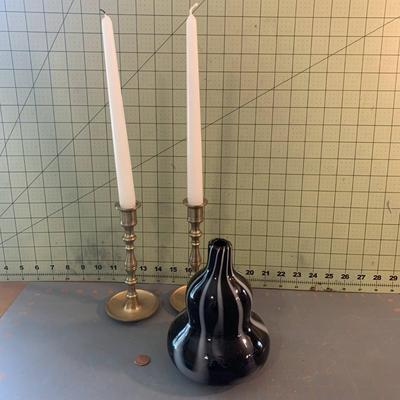 Brass Candle Holder set + Vase