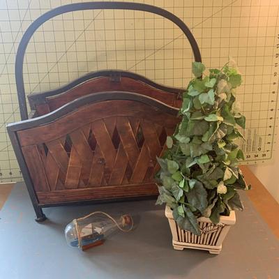 Magazine rack holder + Glass Ship Inside Bottle Showpiece