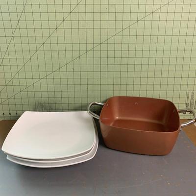 Copper Chef Frying fan & 3 Plates