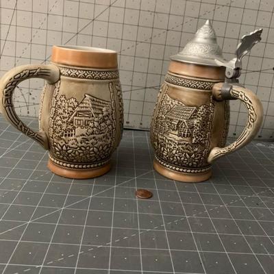 Lidded Beer Stein set of 2 - Made in Brazil