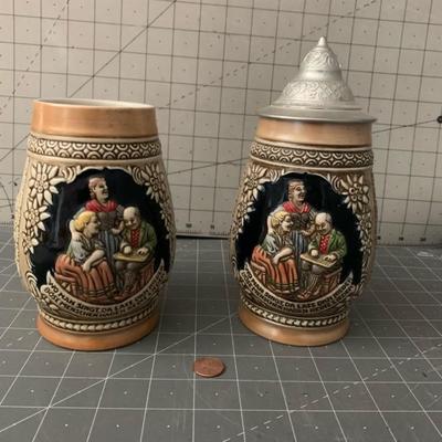 Lidded Beer Stein set of 2 - Made in Brazil