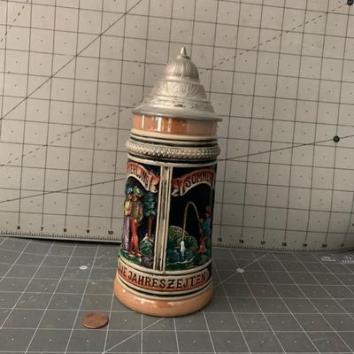 German Werner Corzelius Half Liter "Four Seasons" Lidded Beer Stein