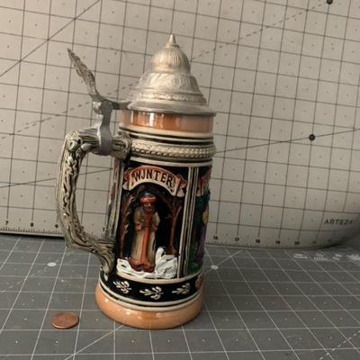 German Werner Corzelius Half Liter "Four Seasons" Lidded Beer Stein