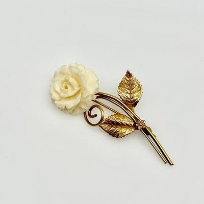 Pair (2) ~ Gold Toned Fashion Brooches