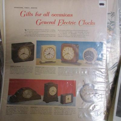 Vintage Color Page Advertising Memorabilia Packard, GE Clocks, and More- D