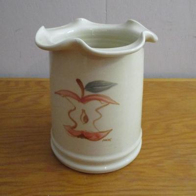 Hand Made Turned Pottery Vase Signed - D