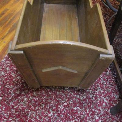 Vintage Hand-Crafted Wooden Rocking Baby Cradle - F