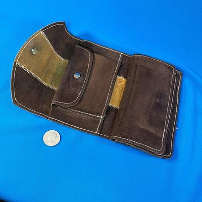 TWO-TONE SUEDE 70â€™S WALLET SLIGHTLY WORN