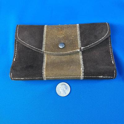 TWO-TONE SUEDE 70â€™S WALLET SLIGHTLY WORN