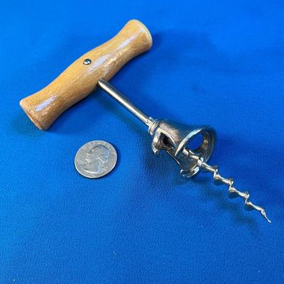 VINTAGE WOOD HANDLED CORKSCREW ITALY 5-1/2â€ LONG