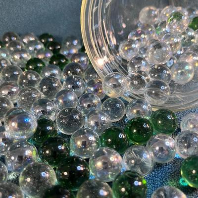 MARBLES PINT JAR FULL MIX OF GREEN AND CLEAR