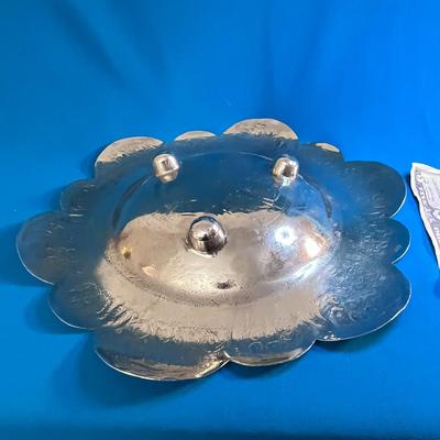 13â€ DIAMETER INCISED DECORATIVE METAL BOWL DEER MOTIF