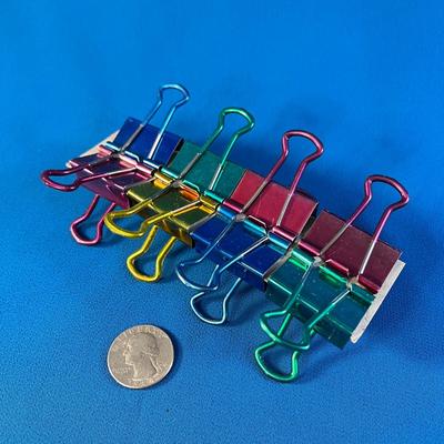 SET OF 8 RAINBOW METAL BINDER CLIPS 1-1/4â€ WIDE