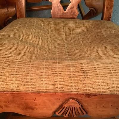 Ball and Claw chairs, 6 chairs, 2 with arms stained to match knotty pine 41"H 23"W 20" depth 17" seat depth