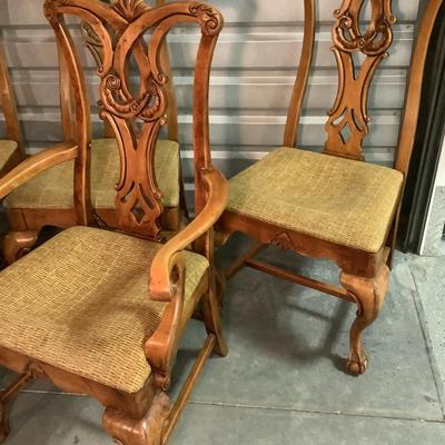 Ball and Claw chairs, 6 chairs, 2 with arms stained to match knotty pine 41