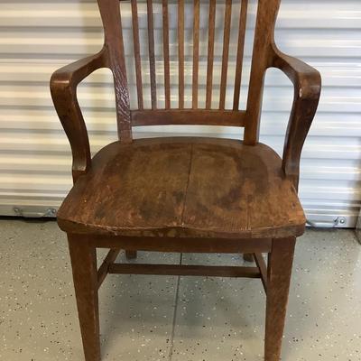 Solid Oak wood desk chair with arms 35