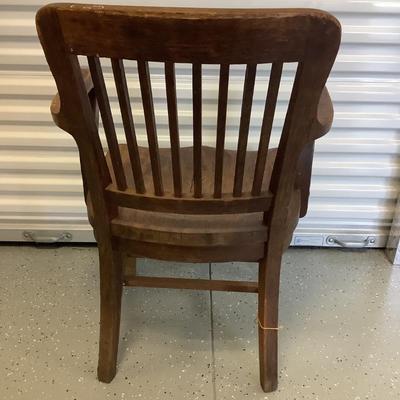 Solid Oak wood desk chair with arms 35