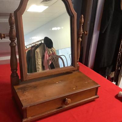 Vanity Shaving Mirror, Dresser Top with drawer, 23"H 18"W 9"depth