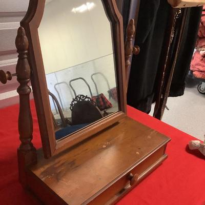 Vanity Shaving Mirror, Dresser Top with drawer, 23"H 18"W 9"depth
