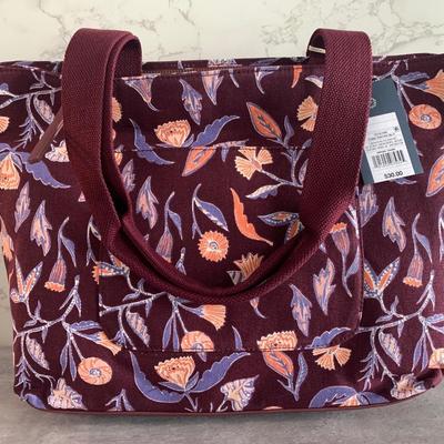 Universal Threads Burgundy w Purple Pink & Floral 2 Strap Shoulder Tote bag NWT