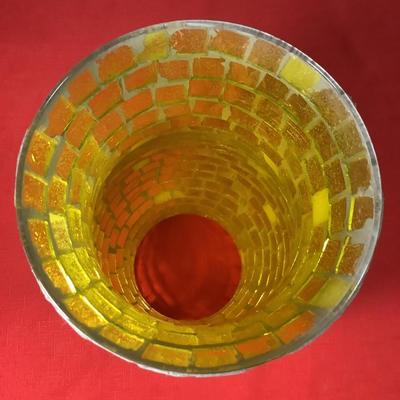 Ercole by Ornella Pisano Mosaic Yellow Hurricane 14"H 5" opening