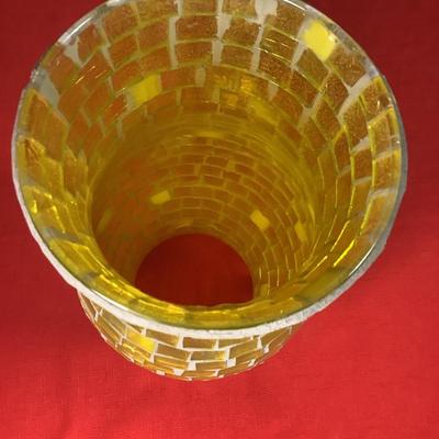Ercole by Ornella Pisano Mosaic Yellow Hurricane 14"H 5" opening