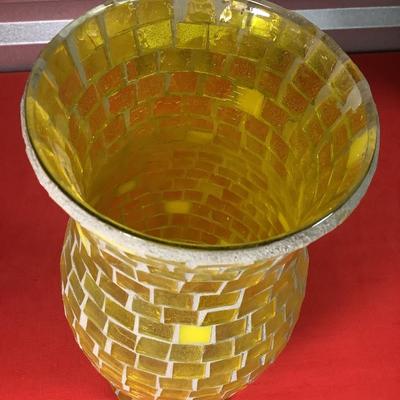 Ercole by Ornella Pisano Mosaic Yellow Hurricane 14"H 5" opening