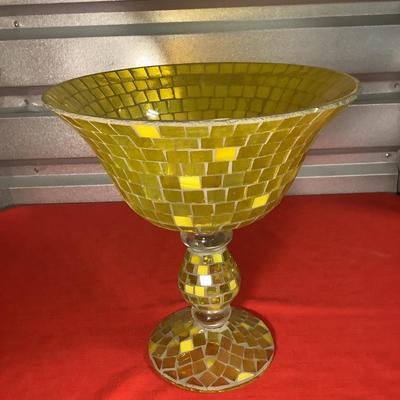 Ercole by Ornella Pisano Mosaic Yellow Pedestal Bowl 12.5
