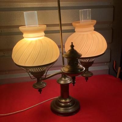 Hudson Valley Brass Lamp, double globe, 23