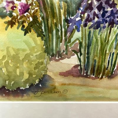 939 Original Watercolor of Red Maple Tree in Garden by Virginia Perram
