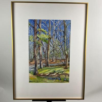 940 Original Wooded Landscape Watercolor by Virginia Perram