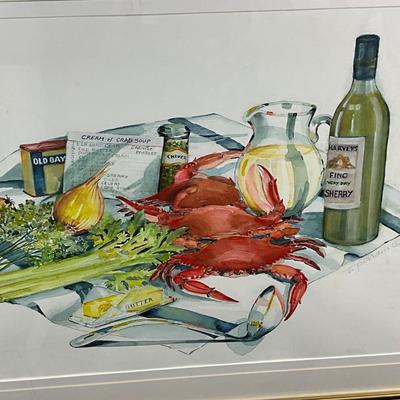 941 Original Watercolor "Cream of Crab " by Virginia Perram