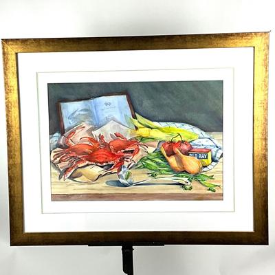944 Original Watercolor "He-Crab Soup" by Virginia Perram