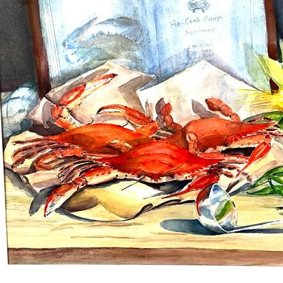 944 Original Watercolor "He-Crab Soup" by Virginia Perram