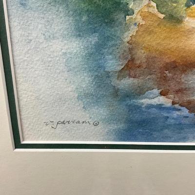 945 Original Watercolor of Birds in Birdbath by Virginia Perram