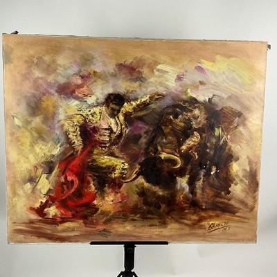 947 Original Oil Painting of Bullfighter / Matador by A. Robert Barnete (1931-2006)
