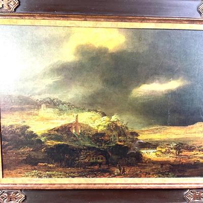 976 Vintage Stormy Landscape Reproduction by Rembrandt Van Rijn