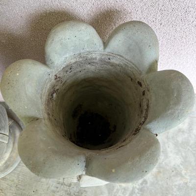 Pair of Concrete Tulip Flower Bud Planters 16â€ Tall