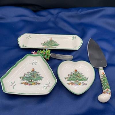 Spode Christmas Tree Dishes and Utensils