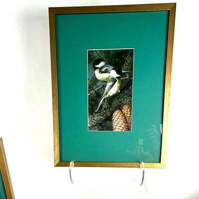 980 Pair of Carl Brenders Bird Prints Chickadee, Meadowlark
